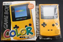 Rare Menthe Jaune Nintendo Game Boy Couleur Cgb-001 Dans La Boîte