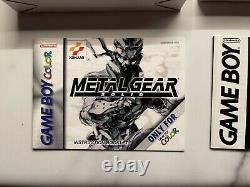 Rare Metal Gear Solid Gameboy Couleur Complete Dans La Boîte, Travail Enregistrer. V Bonne