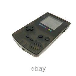 Remis À Neuf Clear Black Nintendo Game Boy Color Console Gbc System + Game Card