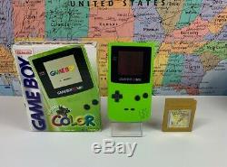 Ships Same Day Système Portable Avec Kiwi (vert Lime) Nintendo Game Boy Color Avec Boîte