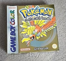 Version Or complète de Pokémon Gold en boîte Jeu Nintendo Gameboy authentique PAL UK