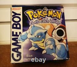 Version bleue de Pokémon (Game Boy, 1998) BOÎTE et support de jeu uniquement